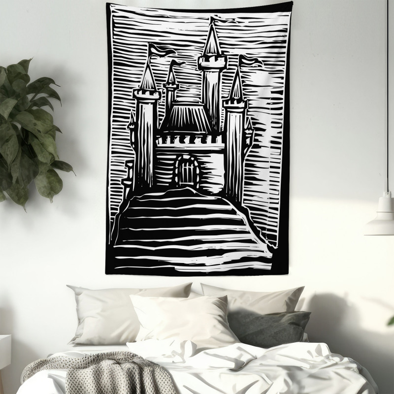 Woodcut Medieval Fortress Tapestry