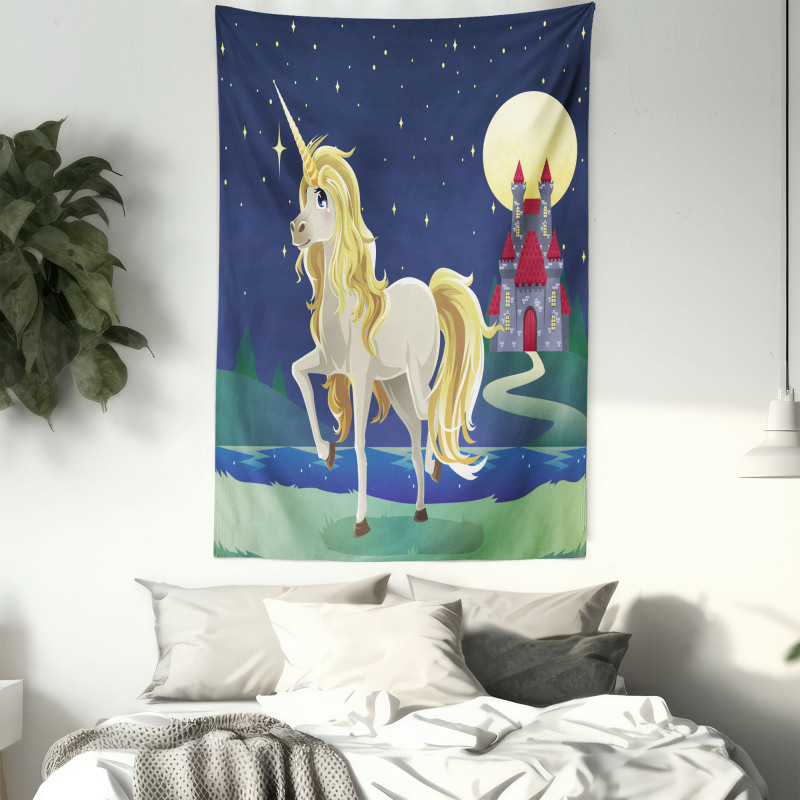 Unicorn and Gothic Fortress Tapestry