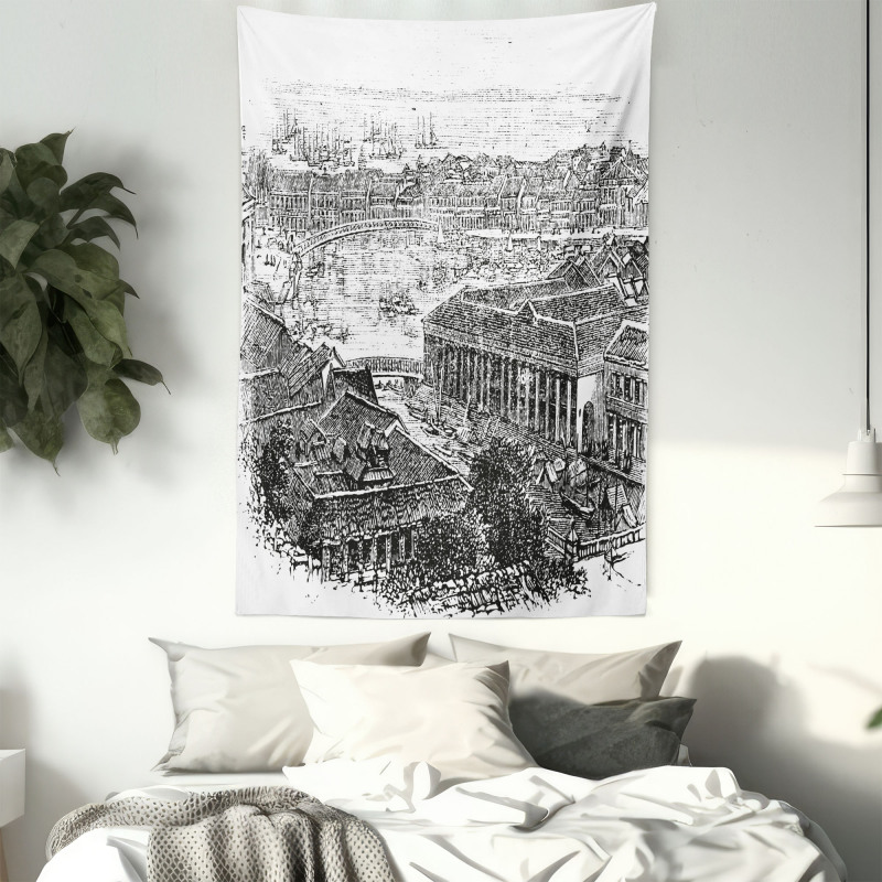 Vintage City Silhouette Tapestry