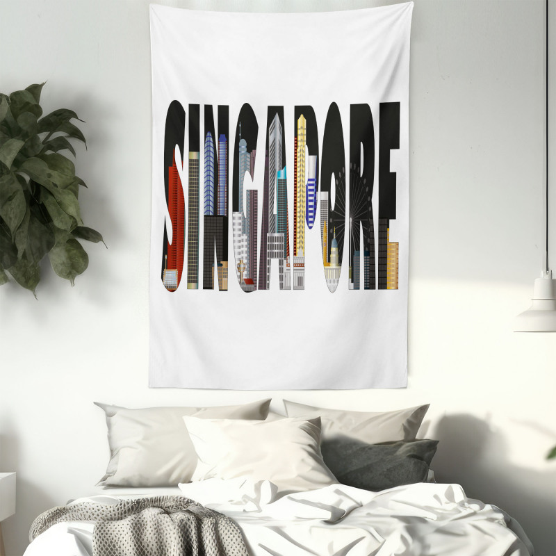 City Skyline in Lettering Tapestry