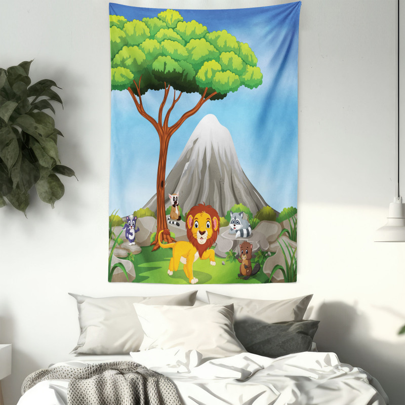 Animals Volcano Tapestry