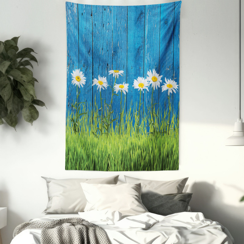 Spring Grass and Daisy Tapestry