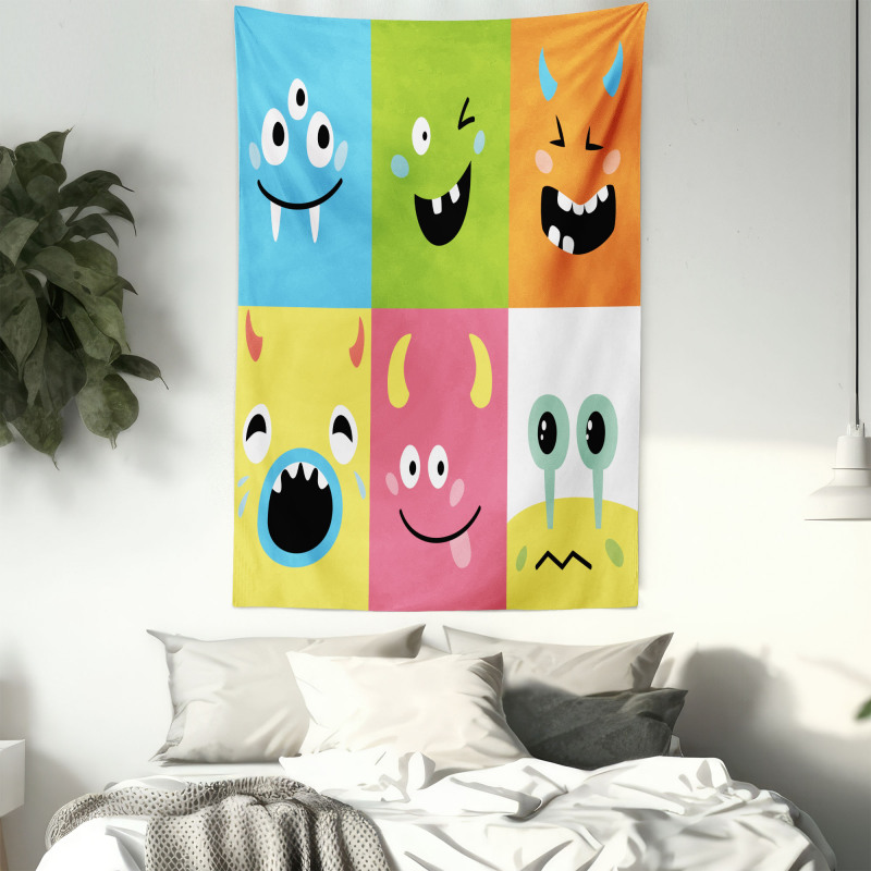 Colorful Blocks Emoticon Tapestry