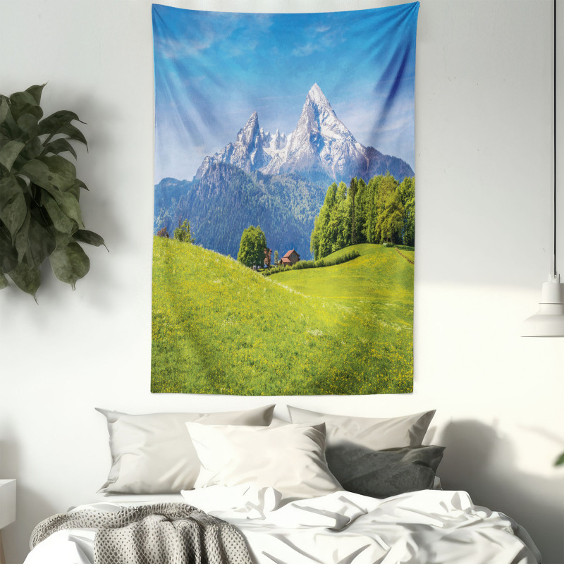 Alps with Meadow Flora Tapestry