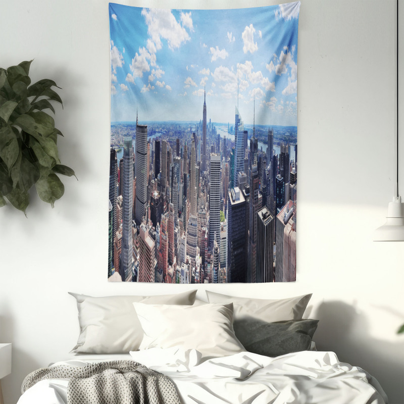 Skyscrapers Aerial View Tapestry