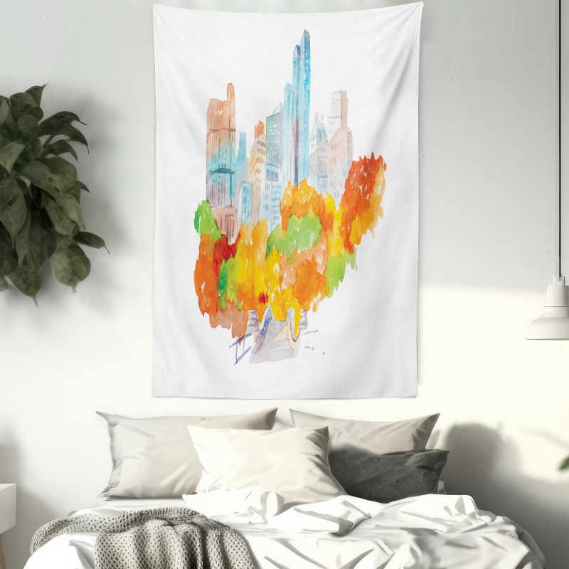 Watercolor Autumn Art Tapestry