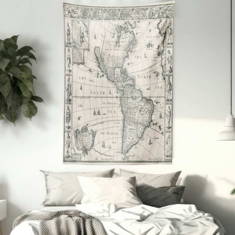 Retro Old America Map Tapestry