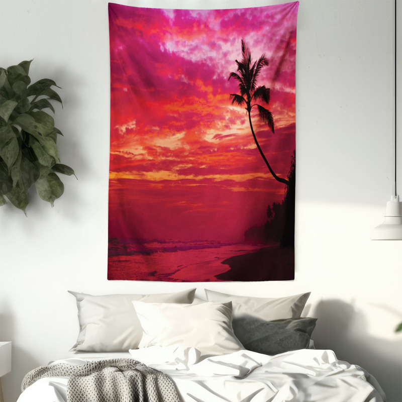 Tropical Island Beach Palms Tapestry