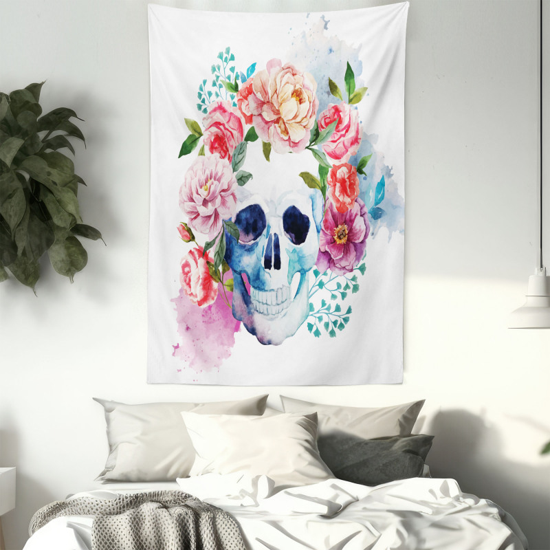 Floral Colorful Skeleton Tapestry