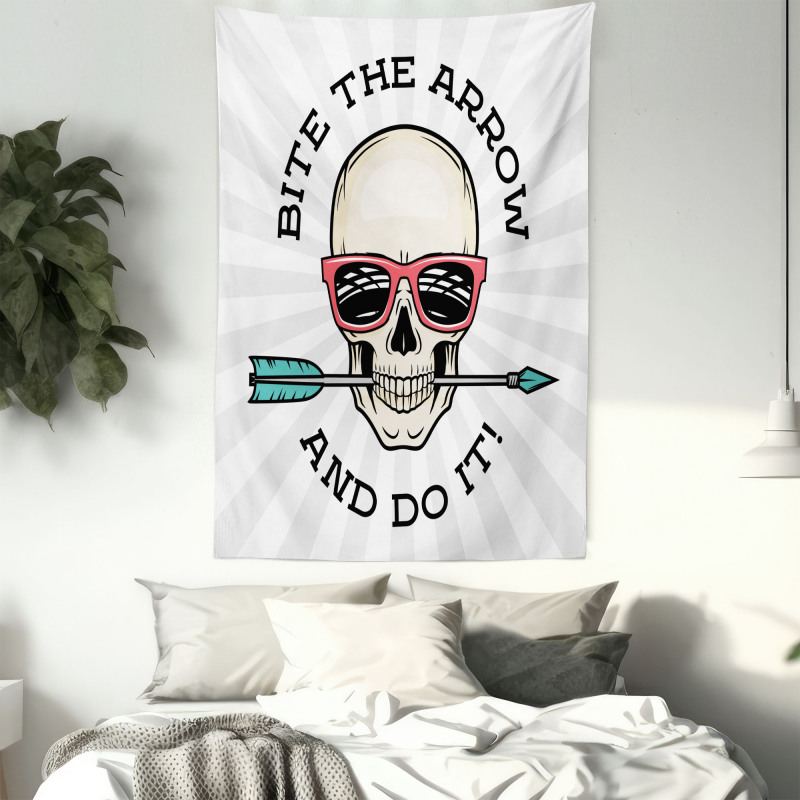 Hipster Skull Pop Art Tapestry