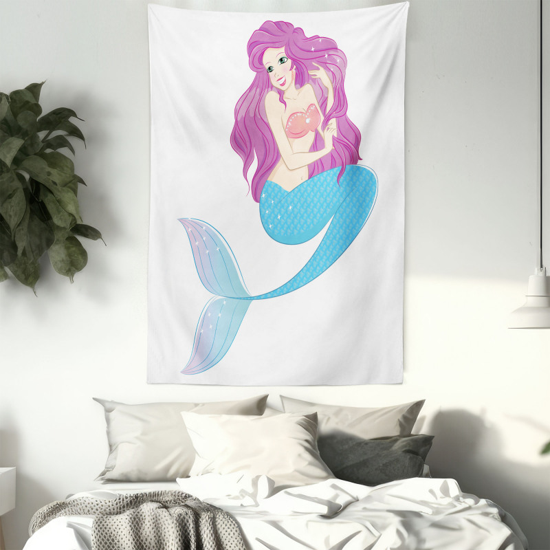 Mermaid with Pink Hair Tapestry