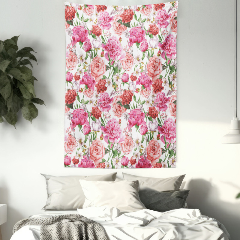 Peonies and Roses Tapestry