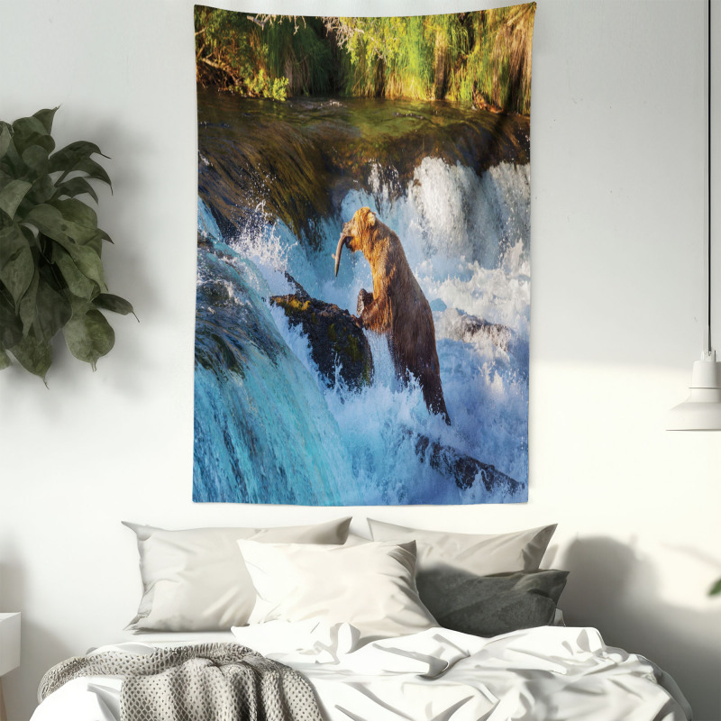 Alaska Waterfall Wildlfie Tapestry