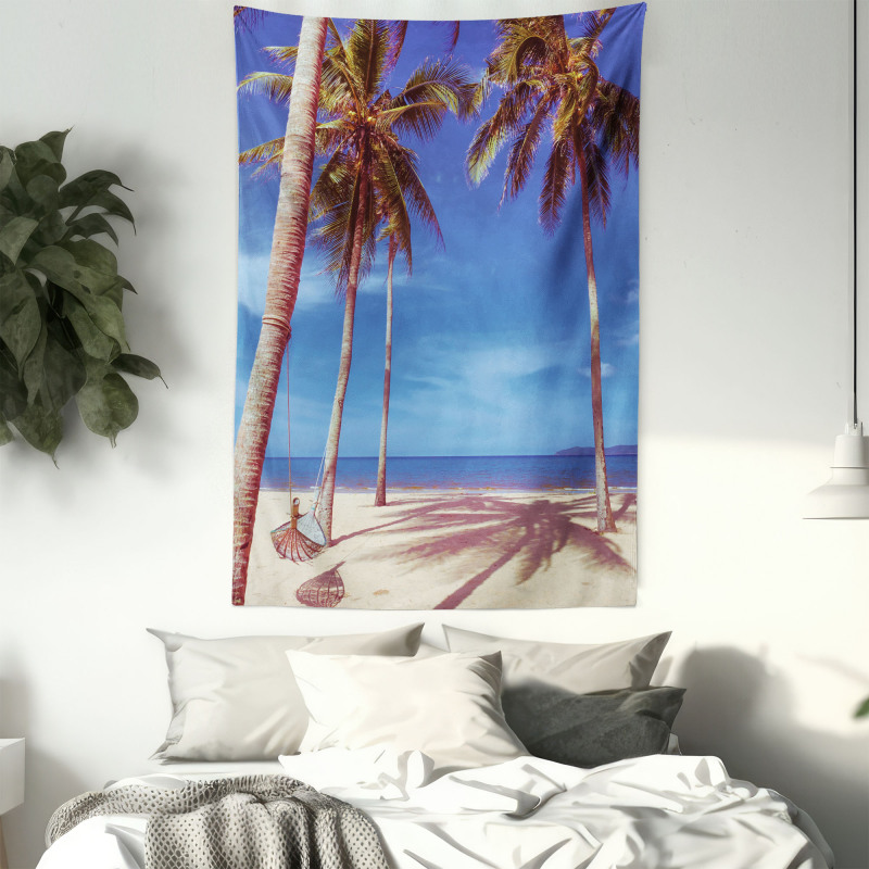 Ocean Palms Warm Beach Tapestry