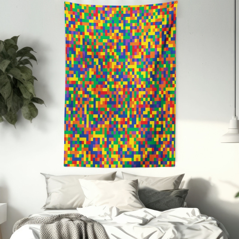 Vivid Motley Pixel Tapestry