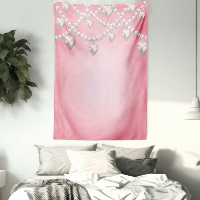 Heart Pearl Necklace Tapestry