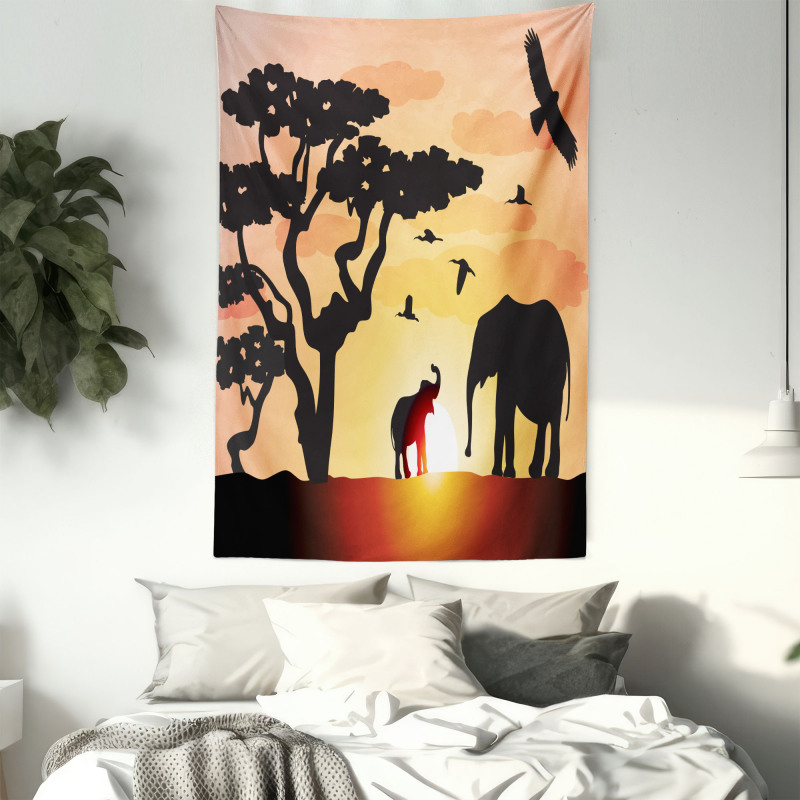 Sunset Animal Tree Tapestry