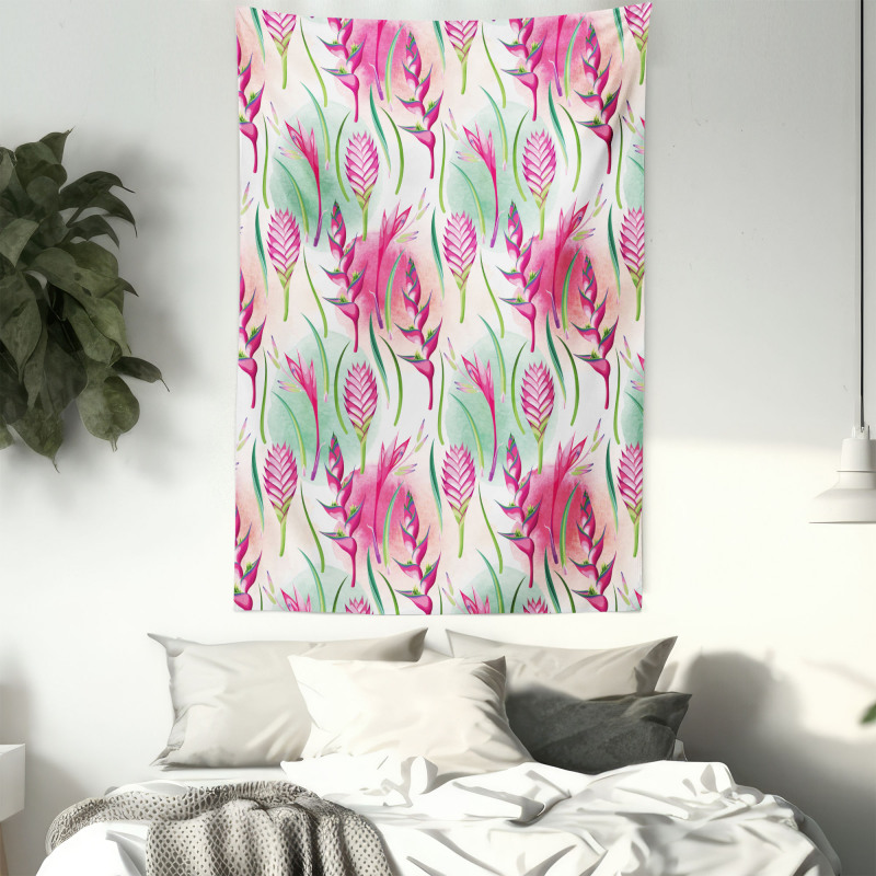 Tropic Flowers Paint Blots Tapestry