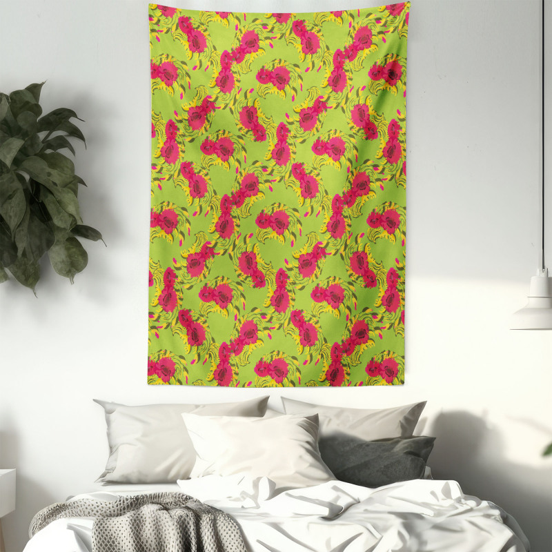 Repeated Poppy Flowers Art Tapestry