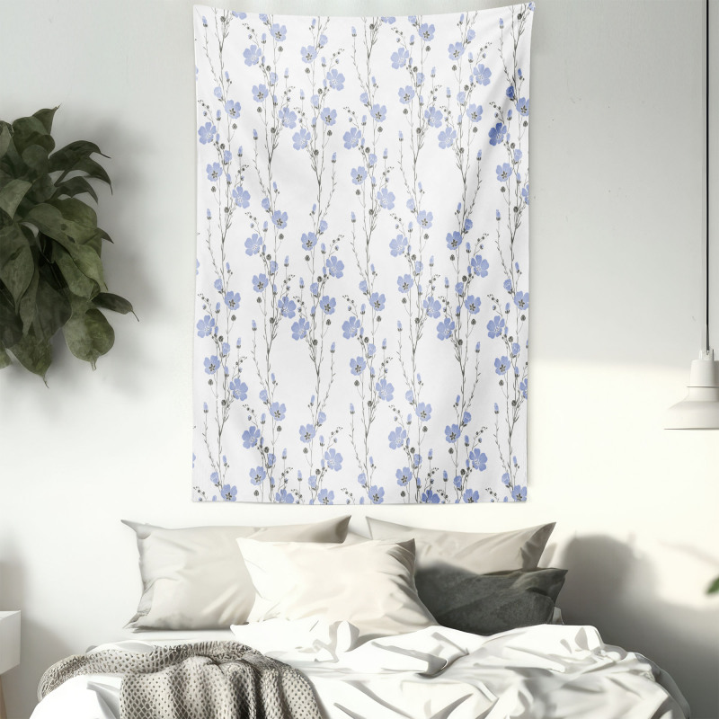 Blossoming Flax Flowers Tapestry