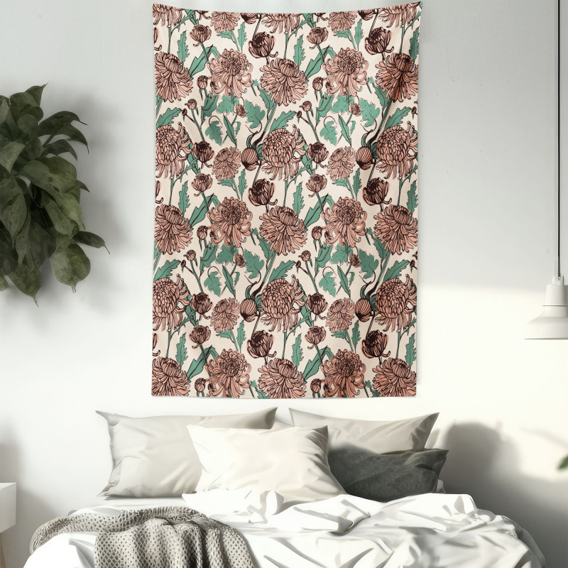 Graphical Chrysanthemums Tapestry