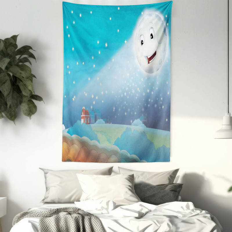 Cartoon Lunar Smiling Tapestry