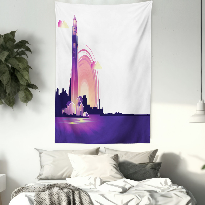 Lighthouse at Sunset Art Tapestry