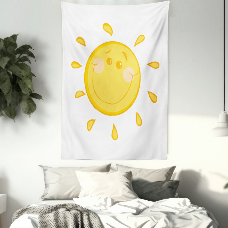 Simple Happy Sun Character Tapestry