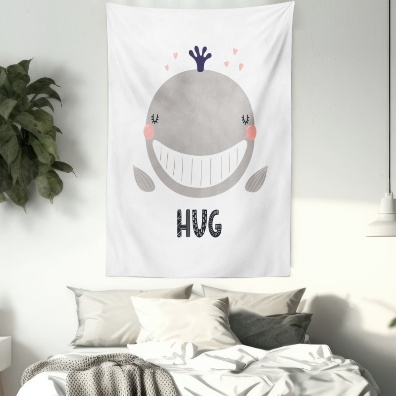 Cheerful Whale Hug Lettering Tapestry