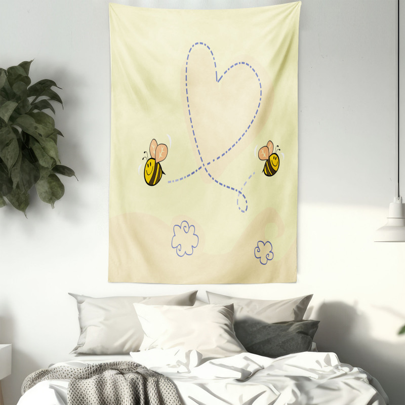 Buzzing Flies Heart Shape Tapestry