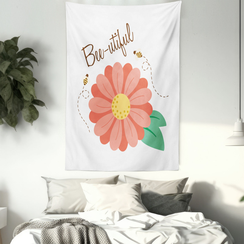 Bee-utiful Floral Scene Tapestry