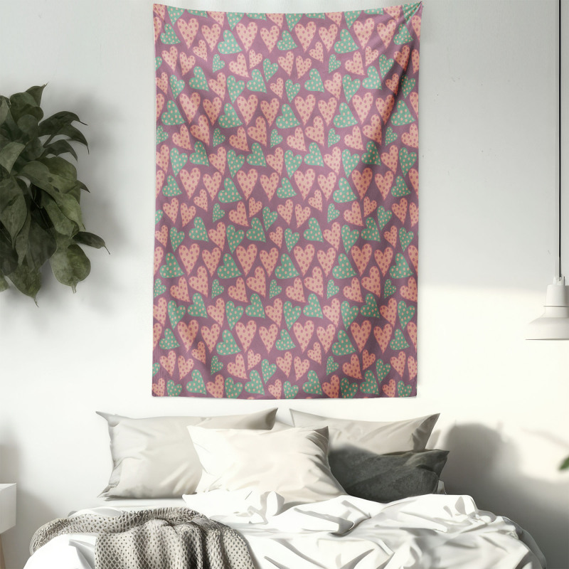 Retro Polka Dots Romance Tapestry