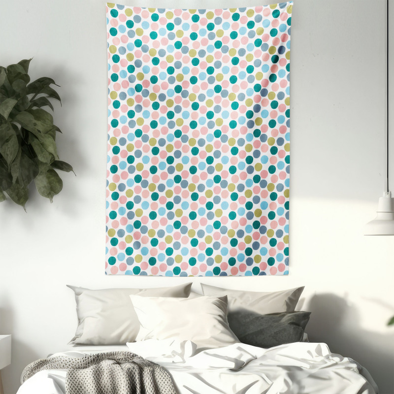 Pastel Big Polka Dots Art Tapestry