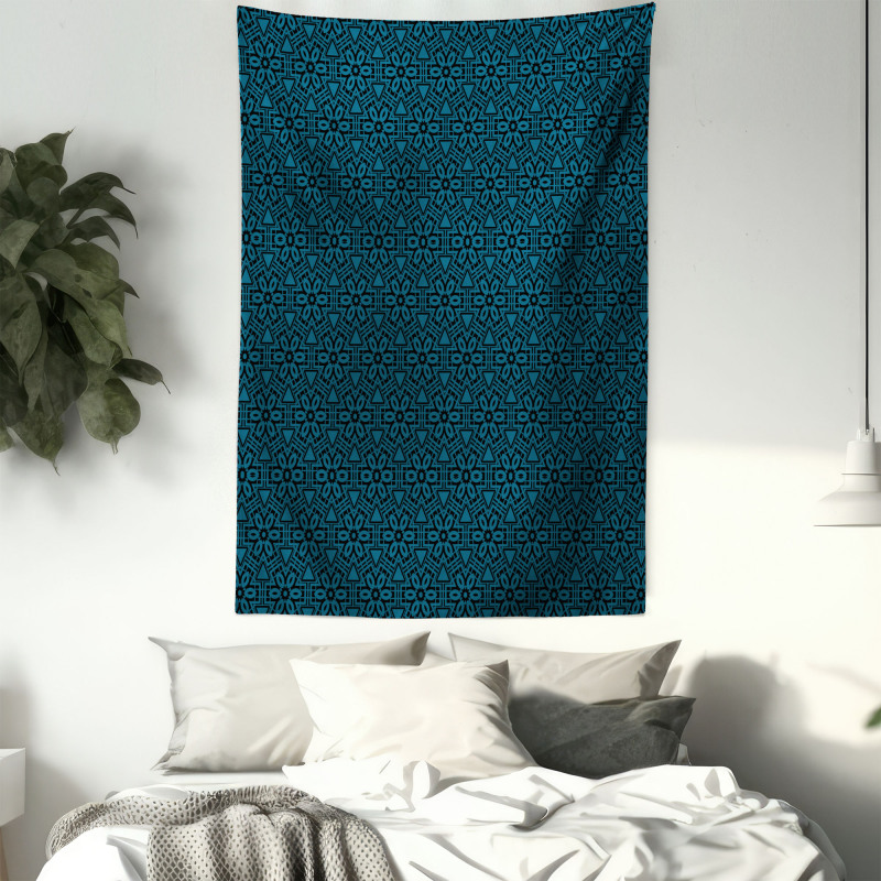 Dark Tones Flowers Lattice Tapestry