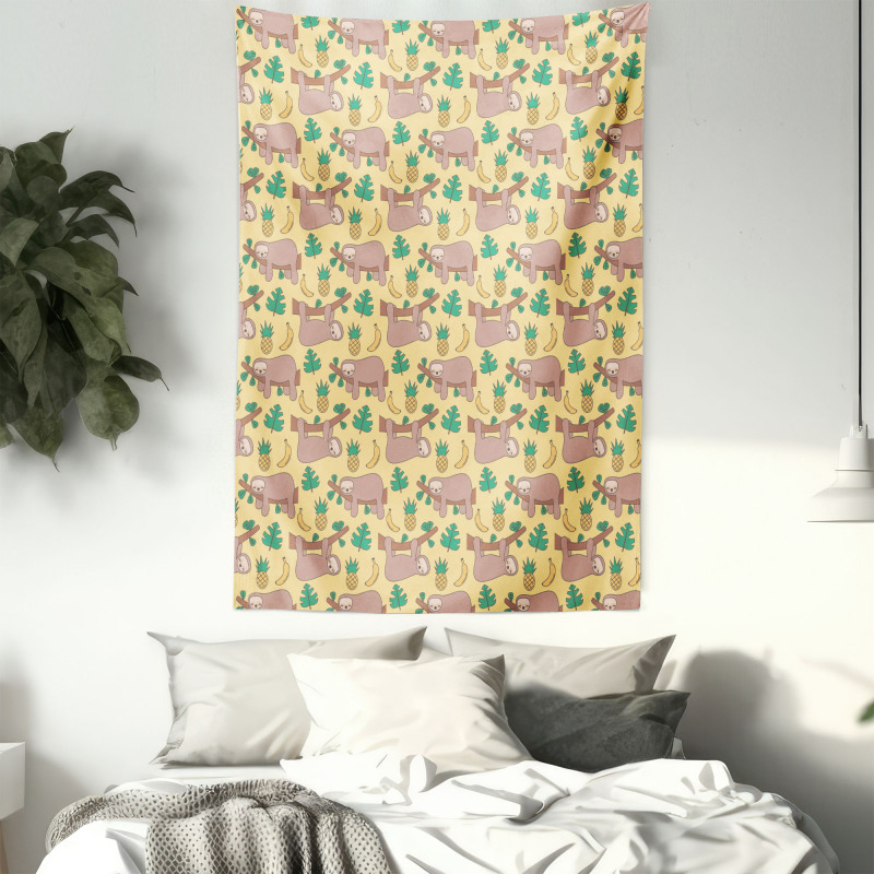 Lazy Animal Tree Banana Tapestry