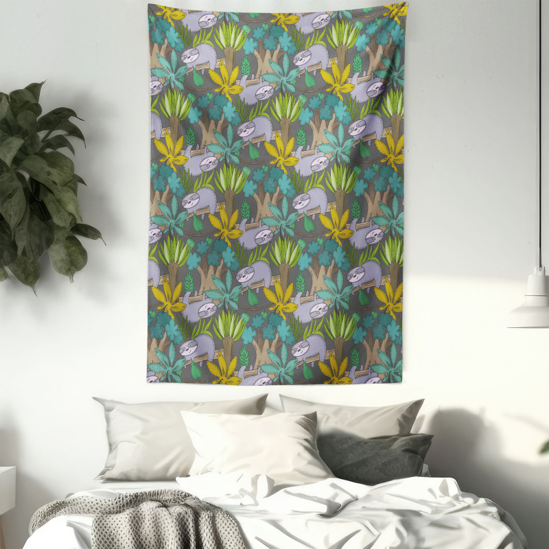 Jungle Plants Leaves Tapestry