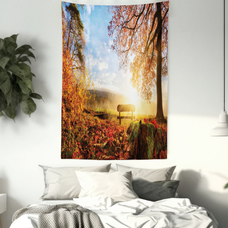 Autumn Forest Bench Tapestry