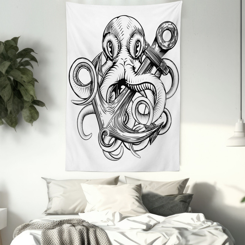 Octopus Ship Sketch Tapestry