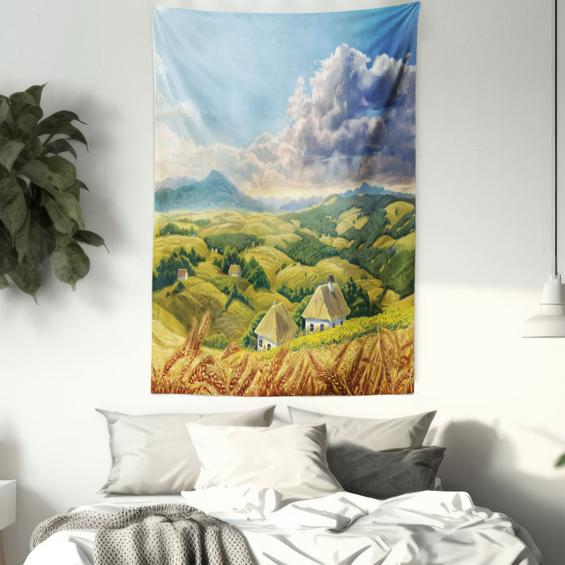 Summer Rural Houses Tapestry