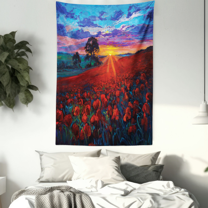 Poppy Flower Garden Tapestry