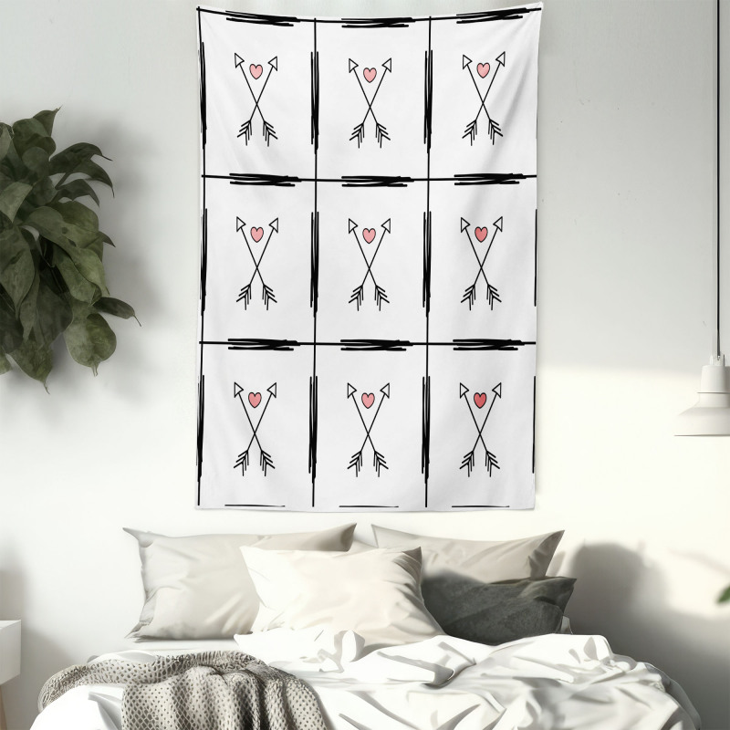 Arrow Hearts Pattern Tapestry