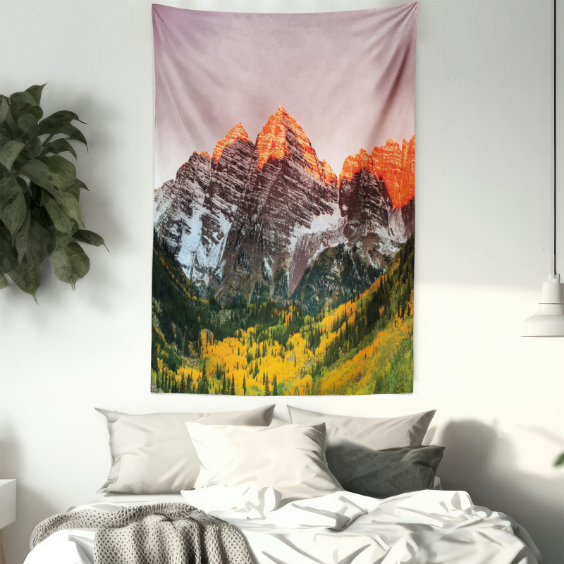 America Mountain Peaks Tapestry