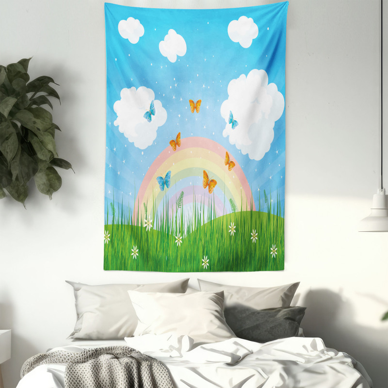 Meadow Butterfly Rainbow Tapestry