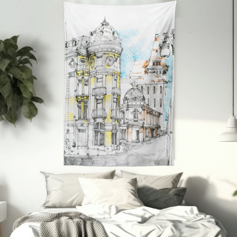 European City Sketch Tapestry