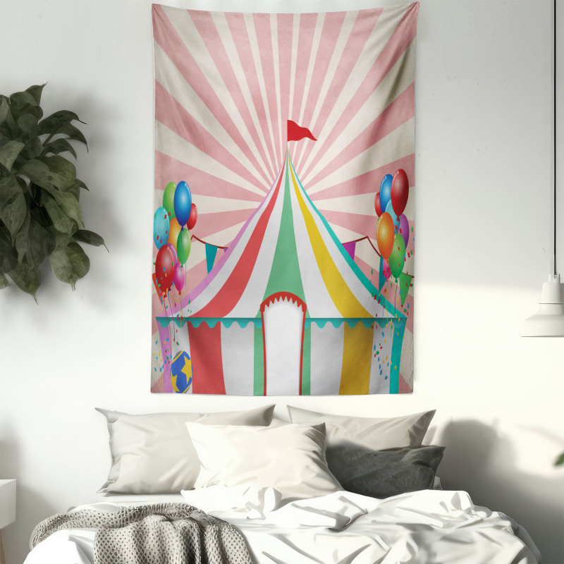 Vintage Circus Balloons Tapestry