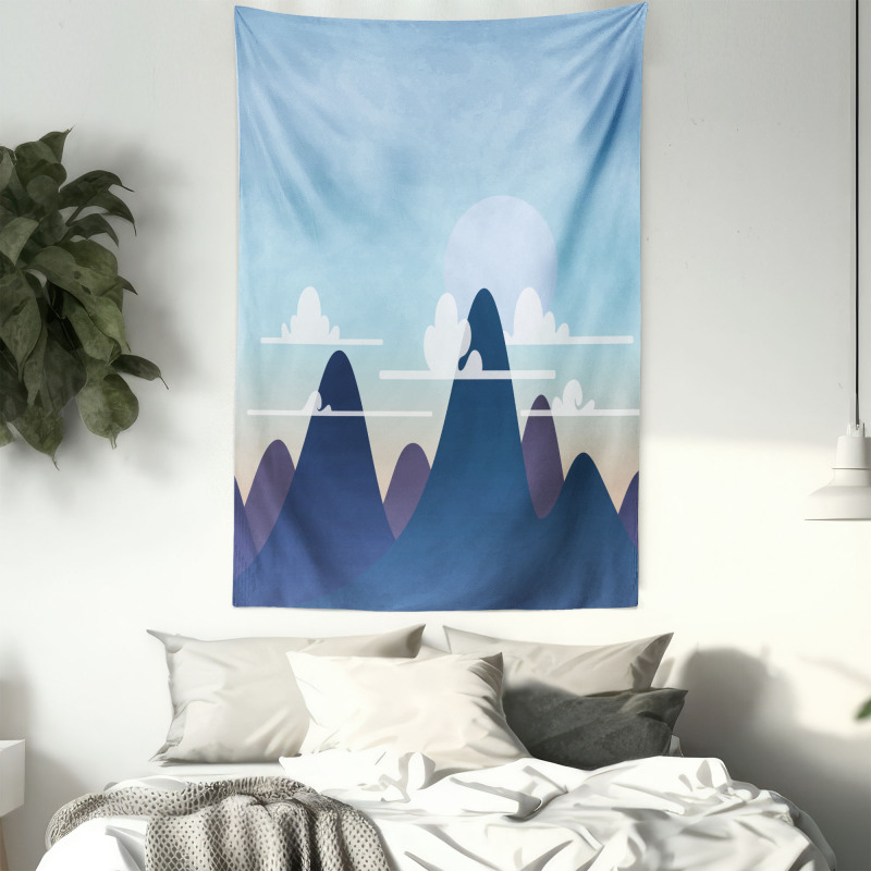 Pastel Mountains and Clouds Tapestry