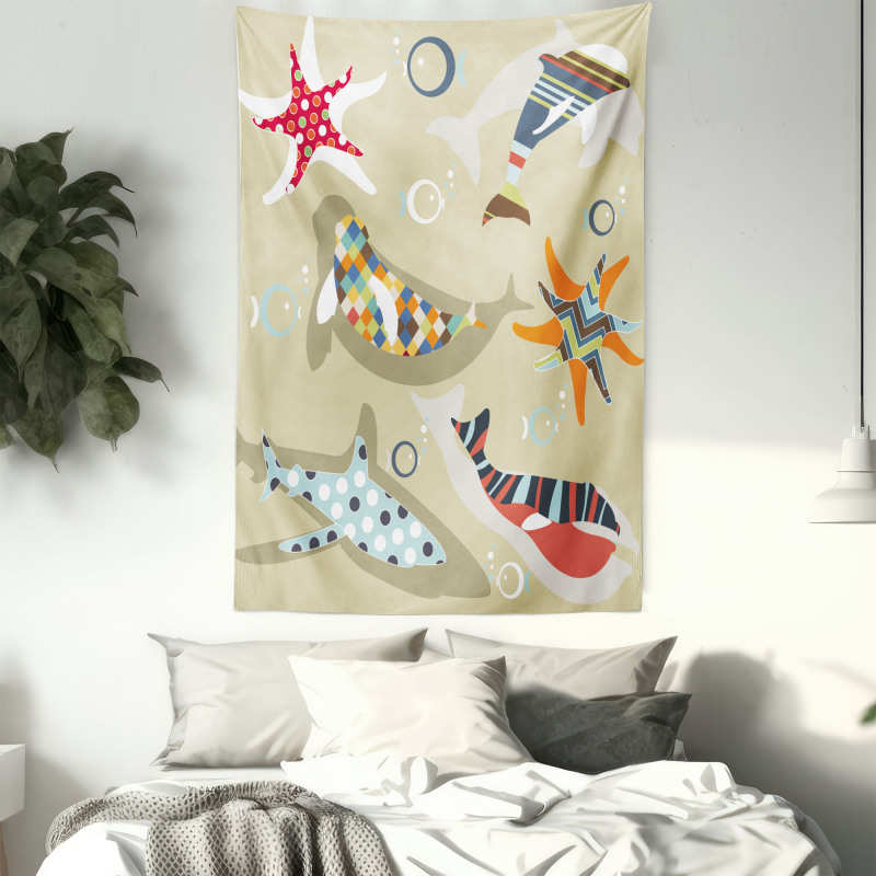 Starfish Dolphin Seal Bubble Tapestry