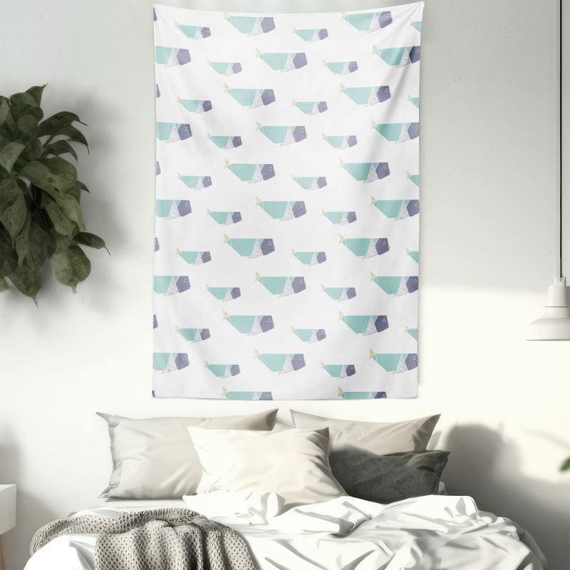 Origami Style Mammal Fish Tapestry