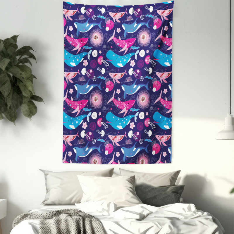 Floral Nautical Elements Tapestry