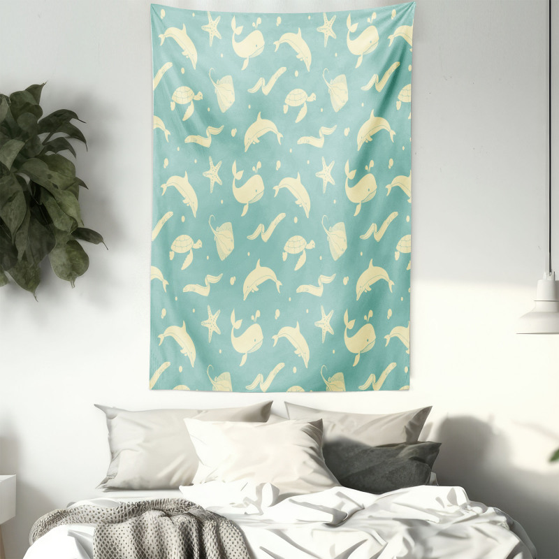 Soft Dolphin Turtle Starfish Tapestry